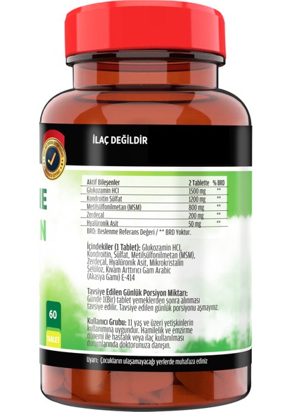 Glucosamine Chondroitin Msm 60 Tablet + Ncs Vitamin C Çinko Propolis 120 Tablet