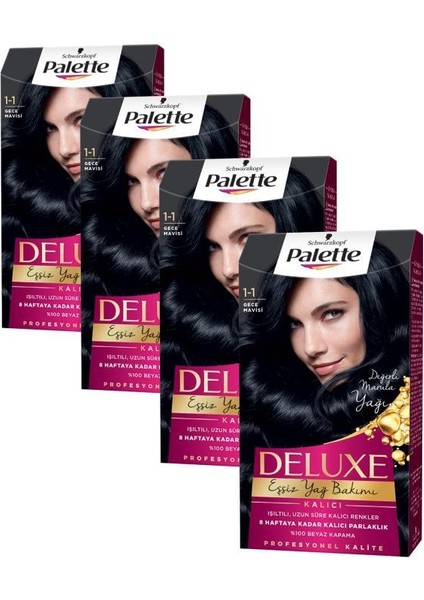 Deluxe Saç Boyası 4 Al 3 Öde Seti 1-1 Gece Mavisi X 4