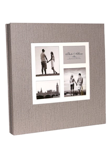 20 Sayfa Kutulu Koton Desenli Yapıştırmalı Fotoğraf Albümü Vizon Gnt- 16WP-20315