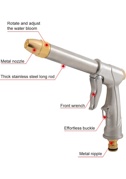 Bahçe Hortum Metal Püskürtme Tabancası - Gümüş (Yurt Dışından)