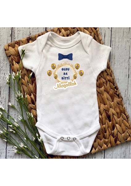 Oldu Da Bitti Maşallah Sünnet Baskılı Bebek Body Zıbın