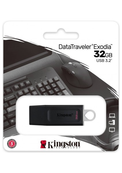 Kıngston DTX/32GB USB 3.2 Data Traveler Exodia Gen 1 Flash Disk (Siyah - Beyaz)