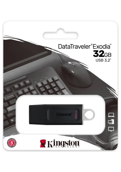 Kıngston DTX/32GB USB 3.2 Data Traveler Exodia  Gen 1 Flash Disk (Siyah - Beyaz)