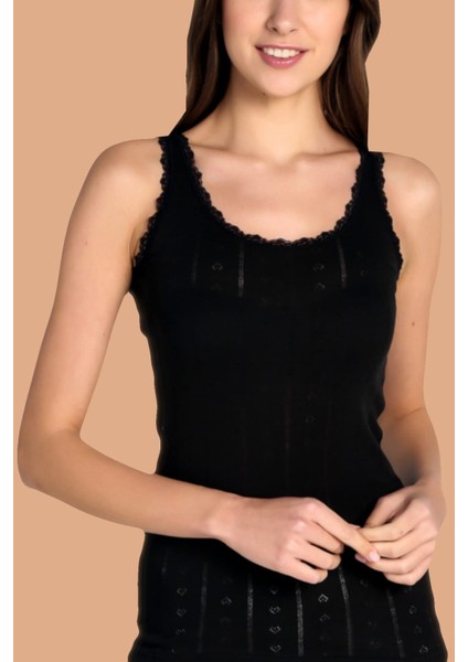 Kadın Jakarlı Kalın Askılı Pirates Siyah Atlet 3'lü Paket 0201-