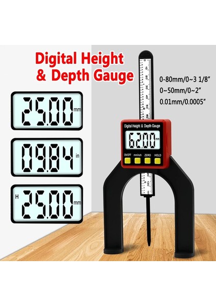Dijital Derinlik Ölçer LCD Yükseklik Göstergeleri Kaliperler Yönlendirici Tablolar Içın Manyetik Ayaklı Ağaç Işleme Ölçme Araçları fiyatları