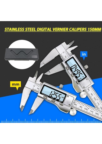 0-150MM Sürmeli Kumpas Paslanmaz Çelik/plastik LCD Dijital Kumpas 6 Inç Enstrüman Derinlik Ölçme Aletleri