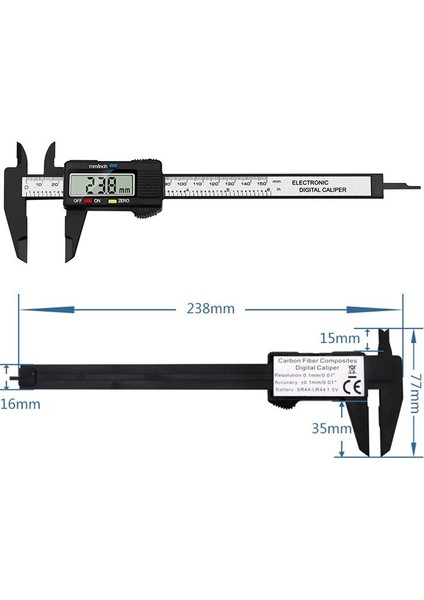 Dijital Sürmeli Kaliper LCD Elektronik Altimetre Mikrometre Ölçüm Aleti Plastik Cetvel 0-150MM