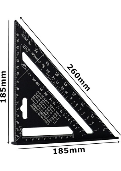 Üçgen Cetvel 7 Inç Alüminyum Alaşımlı Açı Iletki Hız Metrik Kare Bina Çerçeveleme Araçları Göstergeleri Içın Ölçme Cetvel