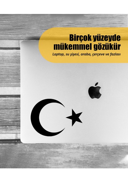 | Ay Yıldız | Araba Laptop Duvar Folyo Sticker 15 x 10,5 cm modelleri