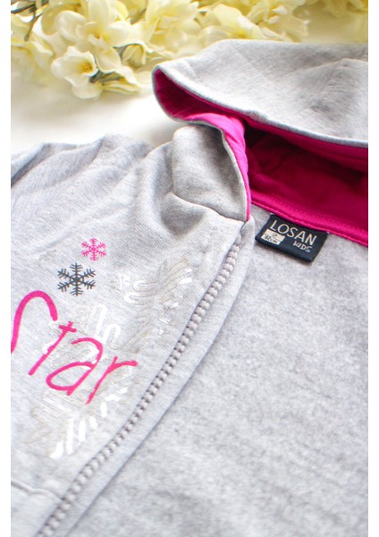 Kapüşonlu Pembe Star Snow Kız Çocuk Sweat fiyatları