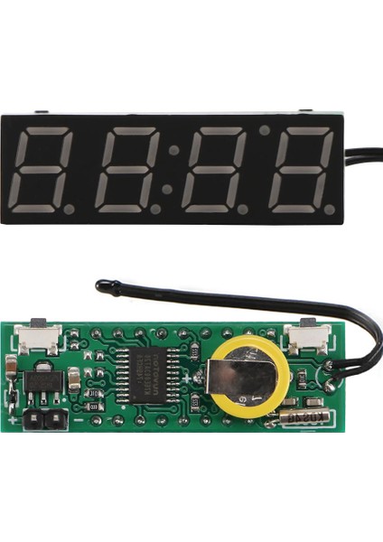 3 Fonksiyonlu Termometre Saat Voltmetre Gösterge Modül Dijital Ekran Display Kırmızı 4 Hane 7 Segmet
