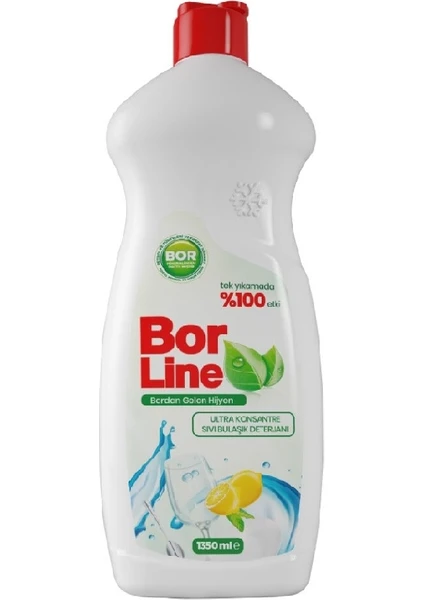 Yerli Üretim Bor Katkılı 1350 ml Limon Kokulu Sıvı Bulaşık Deterjanı