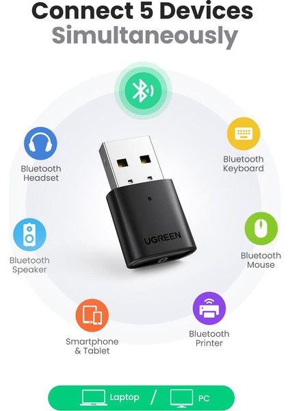 Mini USB Dongle Bluetooth 5.0 Adaptör Siyah