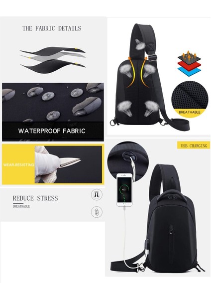 USB Şarj Portlu Omuz-Göğüs Çantası (Yurt Dışından)