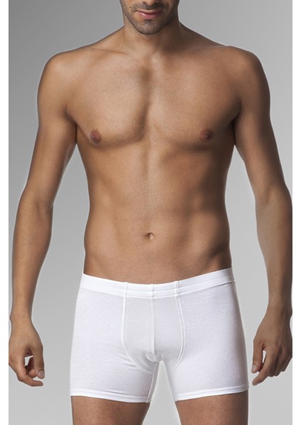 Erkek Elastanlı Beyaz Boxer 0810