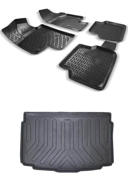 Volkswagen Touran 3D Havuzlu Paspas 2003-2015 + Alt Bagaj Havuzu