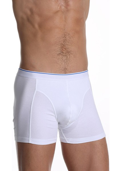 Erkek Elastanlı Beyaz Boxer 0889