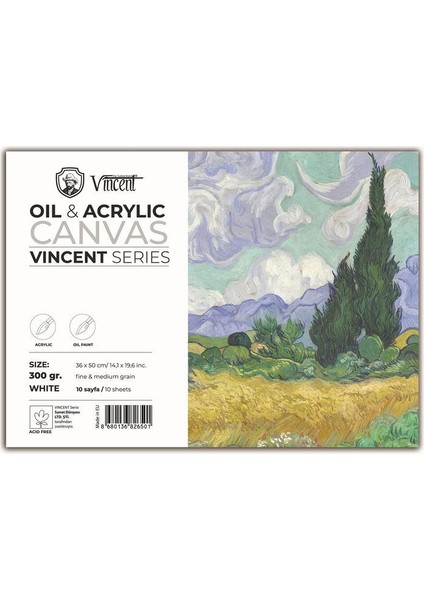 Oil & Acrylic Canvas White Tuval Dokulu Blok 300 Gram 36 x 50 cm 10 Sayfa