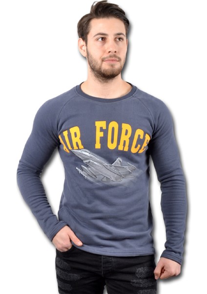 Fly Tshirt Airforce Klasik Erkek Uzun Kollu Sweatshirt - Lacivert