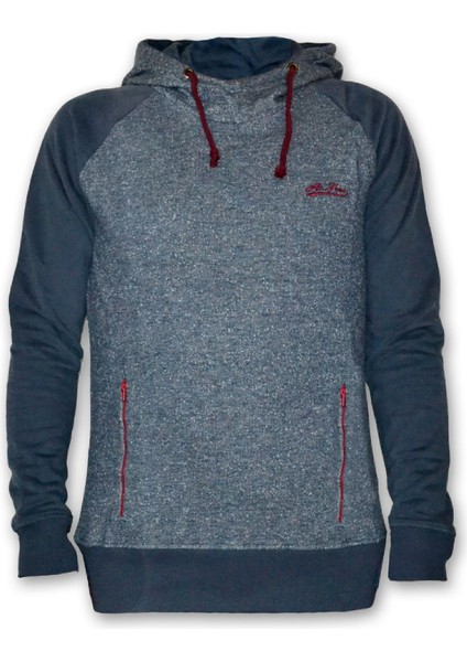 Airforce Yüksek Kapşonlu Erkek Sweatshirt - 3 - Indigo Mavi
