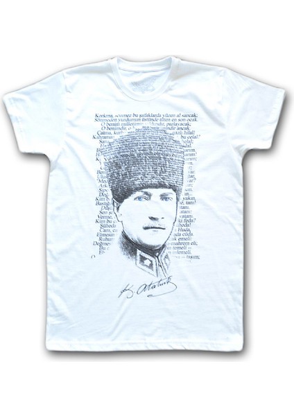 Fly Tshirt Atatürk Kadın Kısa Kollu T-Shirt - Beyaz