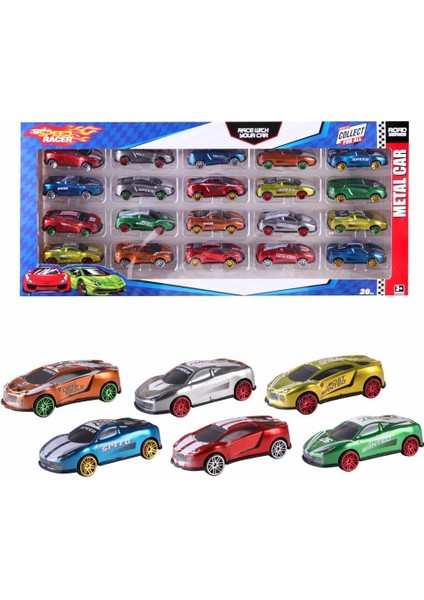 20 Li Speed Racer Diecast Metal Araba