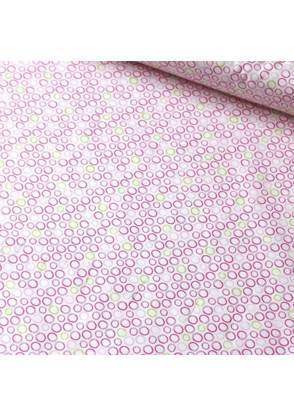 Pembe Yeşil Yuvarlak Poplin Kumaş