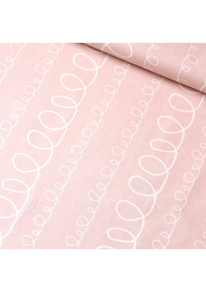 Pudra Yuvarlak Çizgili Poplin Kumaş