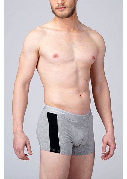 Erkek Elastanlı Biyeli Gri Melanj Boxer 0850