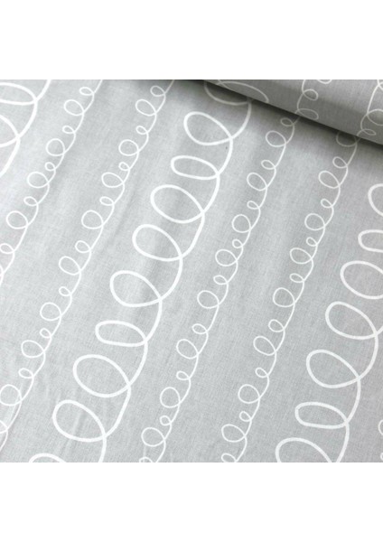 Gri Yuvarlak Çizgili Poplin Kumaş