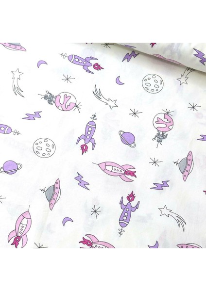 Pembe Uzay Poplin Kumaş