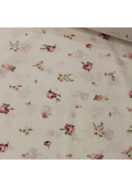 Pembe Minik Gül Nevresimlik Poplin Kumaş