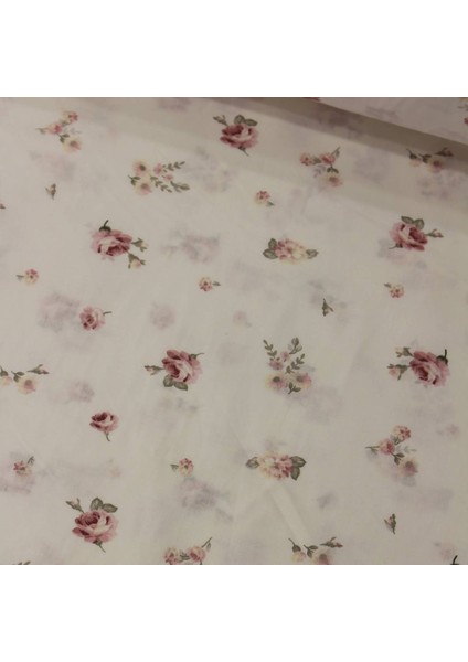 Gül Kurusu Minik Gül Nevresimlik Poplin Kumaş