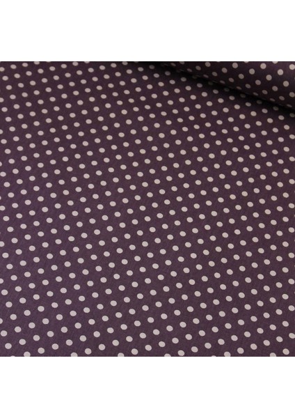 Mürdüm Zemin Beyaz Puantiye Nevresimlik Poplin Kumaş