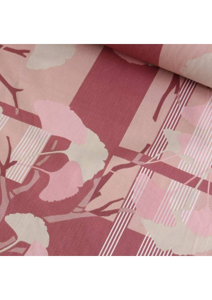 Pembe Egzotik Ağaç Nevresimlik Poplin Kumaş