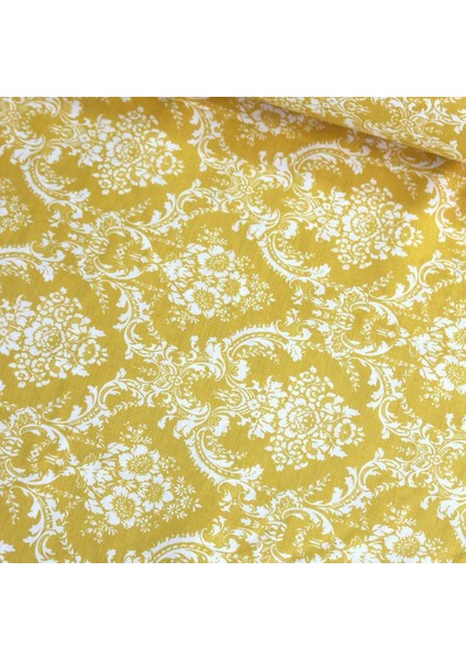 Sarı Damask Nevresimlik Poplin Kumaş