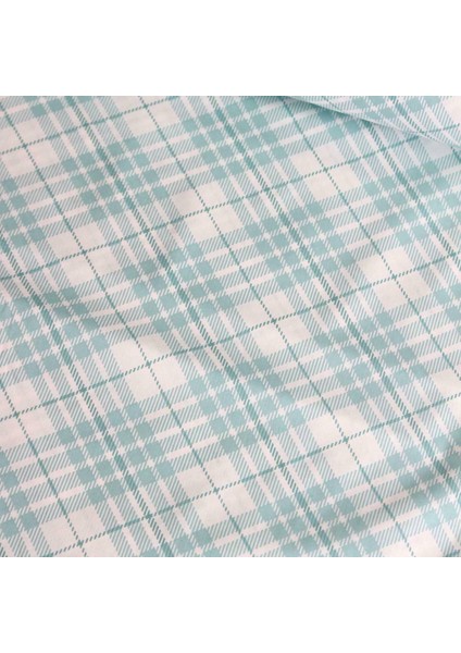 Mint Kareli Nevresimlik Poplin Kumaş