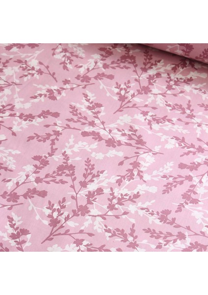 Tomurcuk Dal Pembe Nevresimlik Poplin Kumaş