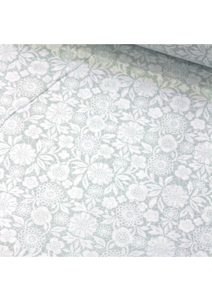 Yeşil Dantel Nevresimlik Poplin Kumaş