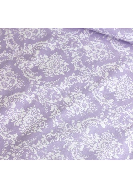 Lila Damask Nevresimlik Poplin Kumaş
