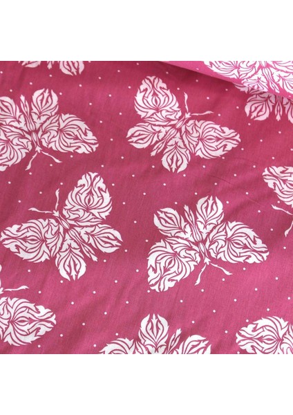 Pembe Kelebek Nevresimlik Poplin Kumaş