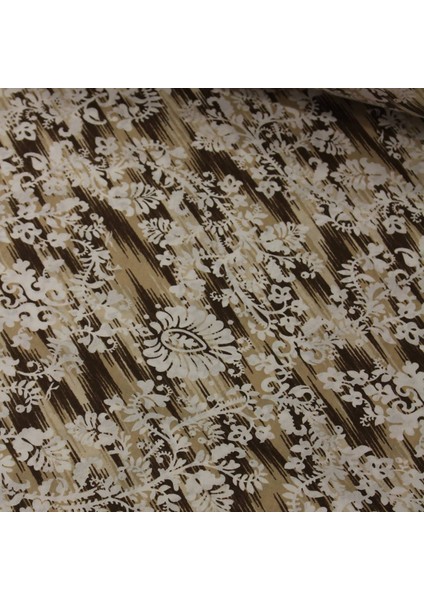 Kahve Ebruli Damask Nevresimlik Poplin Kumaş