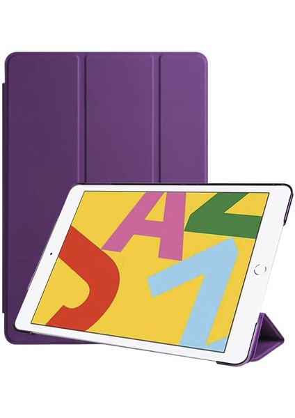 - Apple iPad 10.2 (8.Nesil) - Tablet Kılıfı Smart Cover Standlı 1-1 Kılıf - Mor