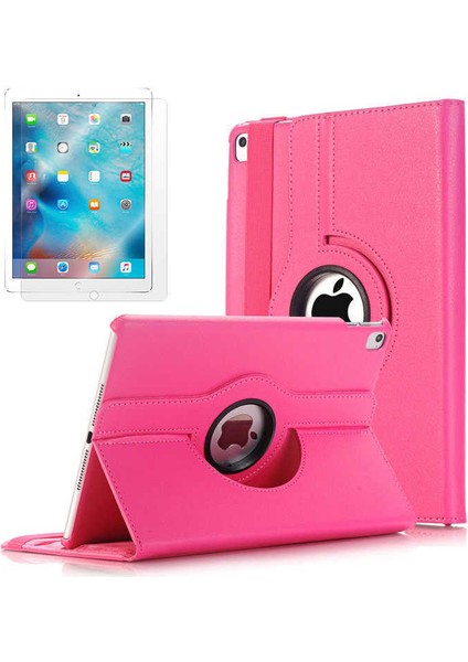 Apple iPad 9.7 2017 Uyumlu 360 Derece Dönen Standlı Pu-Deri New Case+Ekran Koruyucu