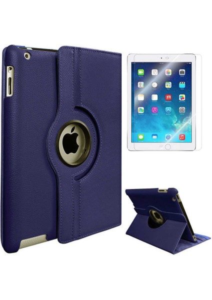 Apple iPad Mini 5 Uyumlu 360 Derece Dönen Standlı Pu-Deri New Case+Kalem+Ekran