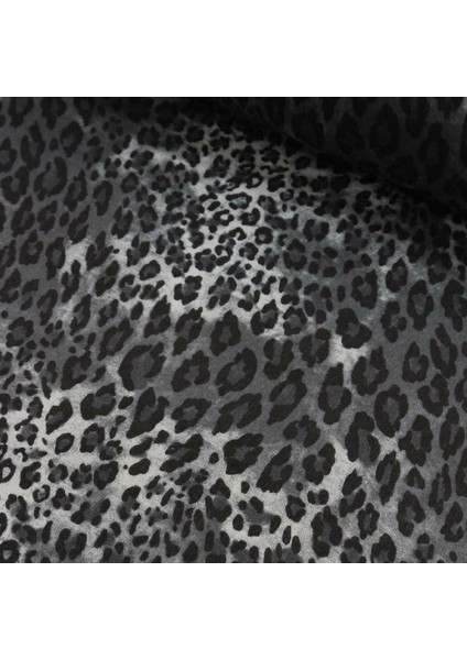 Leopar Desenli Gri Velvetin