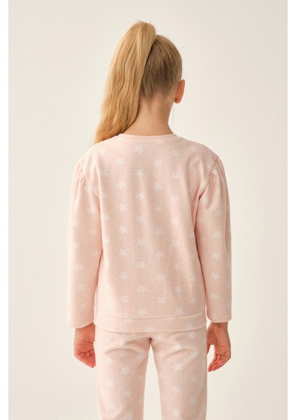 Pembe Yıldız Desenli Sweatshirt