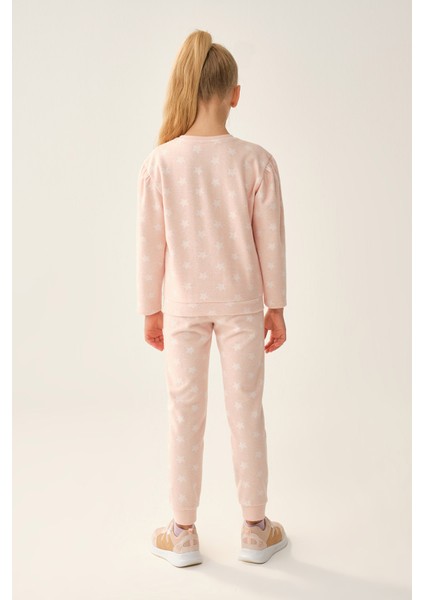 Pembe Yıldız Desenli Sweatshirt