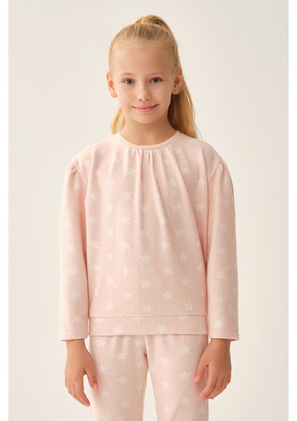 Pembe Yıldız Desenli Sweatshirt