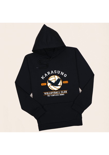 Kapşonlu Siyah Karasuno Sweat